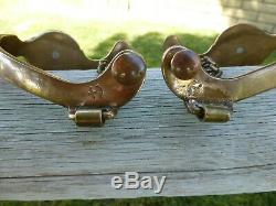 Antique Bronze Buffalo Head North And Judd Cowboy Cowgirl Horse Spurs Bison