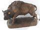 Antique Carved Wood American Buffalo / Bison Full Body Sculpture Western Theme