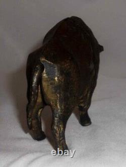 Antique Cast Iron Gold Painted Still Penny Bank Buffalo Bison by A. C. Williams