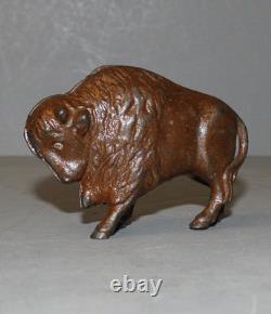 Antique Cast Iron Still Coin Buffalo Bison Bank