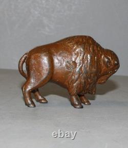 Antique Cast Iron Still Coin Buffalo Bison Bank