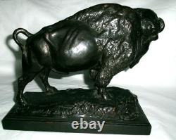 Antique Herrzl Bronze Clad Buffalo Bison Art Statue Sculpture Huge Sized Bookend