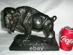 Antique Herrzl Bronze Clad Buffalo Bison Art Statue Sculpture Huge Sized Bookend
