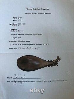 Antique Pawnee Bison horn/ Leather spoon 1860-1880s