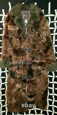 Antique RARE Buffalo Bison Hide Long Fur Coat Men's XL Horn Buttons