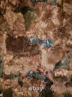 Antique RARE Buffalo Bison Hide Long Fur Coat Men's XL Horn Buttons