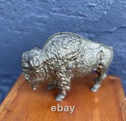 Antique Vintage Cast Iron Buffalo Bison Coin Bank Still Bank