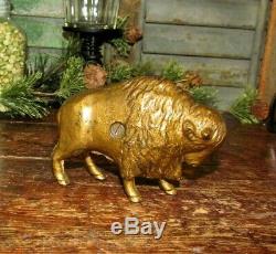 Antique Vtg Original A C Williams Cast Iron Buffalo Bison Still Penny Bank NR