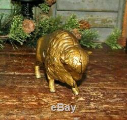 Antique Vtg Original A C Williams Cast Iron Buffalo Bison Still Penny Bank NR