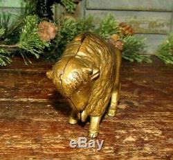 Antique Vtg Original A C Williams Cast Iron Buffalo Bison Still Penny Bank NR