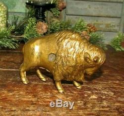 Antique Vtg Original A C Williams Cast Iron Buffalo Bison Still Penny Bank NR