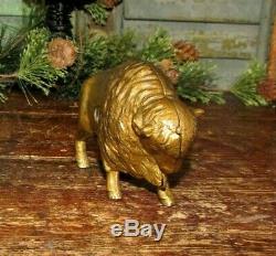 Antique Vtg Original A C Williams Cast Iron Buffalo Bison Still Penny Bank NR