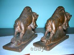 Antique buffalo bison Western bookends KBW Kathodian Bronze clad, 1915, 7 lbs