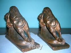 Antique buffalo bison Western bookends KBW Kathodian Bronze clad, 1915, 7 lbs