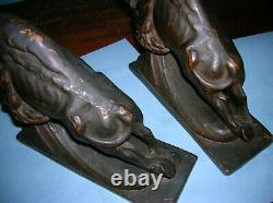 Antique buffalo bison Western bookends KBW Kathodian Bronze clad, 1915, 7 lbs