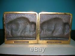 Antique buffalo bison Western bookends solid bronze by Judd, exc. Condition