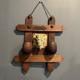 Antique c. 1920's Arts & Crafts Wood Match Holder Painted Folk Art Buffalo Bison
