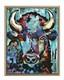 Atherton 11x14 Original Abstract Bison Acrylic Painting Cyan Buffalo signed