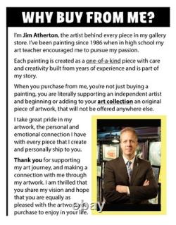 Atherton 11x14 Original Abstract Bison Acrylic Painting Cyan Buffalo signed