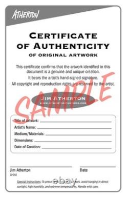 Atherton 11x14 Original Abstract Bison Acrylic Painting Cyan Buffalo signed