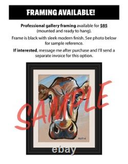 Atherton 11x14 Original Abstract Bison Painting Buffalo on yellow signed