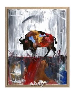 Atherton 11x14 Original Great plains Acrylic Painting Abstract Buffalo signed