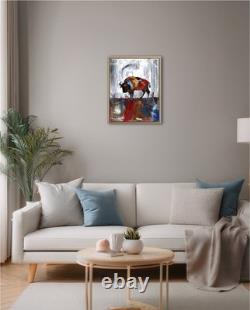 Atherton 11x14 Original Great plains Acrylic Painting Abstract Buffalo signed