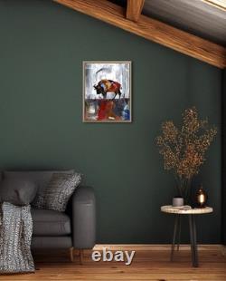 Atherton 11x14 Original Great plains Acrylic Painting Abstract Buffalo signed