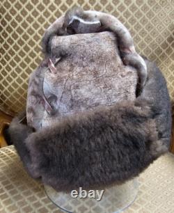 Authentic Buffalo fur hat warm winter collectable real Bison hide