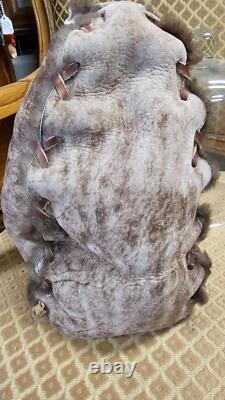 Authentic Buffalo fur hat warm winter collectable real Bison hide