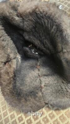 Authentic Buffalo fur hat warm winter collectable real Bison hide