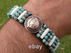 Authentic Indian Head penny coin cuff bracelet Bison leather bone customize size