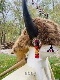Authentic Native American Plains Bison Beaded Quilled War Bonnet Headdress