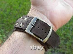 Authentic OTTOMAN tughra 1255 AH coin cuff bracelet genuine Bison Leather adjust