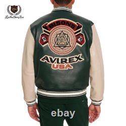 Avirex Bisons Limited Edition Varsity Leather Jacket USA Patch Vintage Style Avirex Bisons Limited Edition Varsity Leather Jacket USA Patch Vintage Style