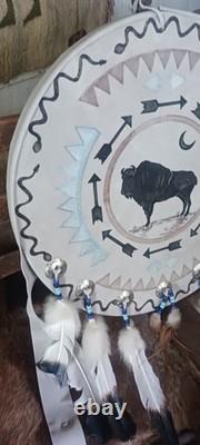 Awesome Native American Wall Art Painted Bison Shield Displays Beautiful