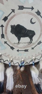 Awesome Native American Wall Art Painted Bison Shield Displays Beautiful