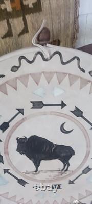 Awesome Native American Wall Art Painted Bison Shield Displays Beautiful