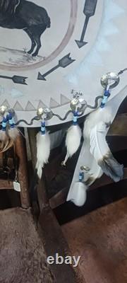 Awesome Native American Wall Art Painted Bison Shield Displays Beautiful