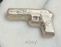 BISON BULLION PISTOL, 2oz. 999 POURED SILVER CHUNKY, HTF DESIGN