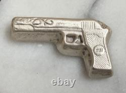 BISON BULLION PISTOL, 2oz. 999 POURED SILVER CHUNKY, HTF DESIGN