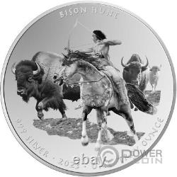 BISON HUNT Native American 1 Oz Silver Coin 1$ Sioux Nation 2023