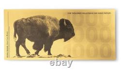BRAND NEW! 1 Gram. 999 Gold 2025 American Bison 24K Aurum Note 1000mg