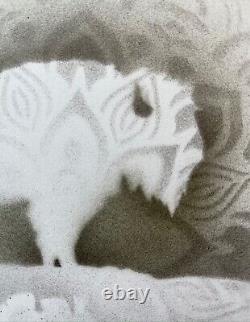 BUFFALO Bull ORIGINAL AIRBRUSH WHITE BISON impressionistic sketch CARDSTOCK 8x11