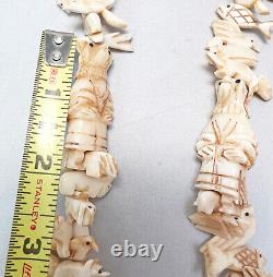 Beautiful and detailed carved Bison bone fetish necklace Santo Domingo 31