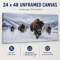 Bills Running Bison Herd Panoramic Wall Art Winter Wildlife Western Decor Bills Running Bison Herd Panoramic Wall Art Winter Wildlife Western Decor