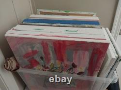 Birds Vultures 11x14 Modern Abstract Original Signed Canvas Acrylic Art BACH