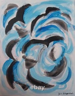 Birds Vultures 11x14 Modern Abstract Original Signed Canvas Acrylic Art BACH
