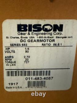 Bison 011-483-4087 DC Gearmotor 1/4HP, 90V, 2.7A, Leeson C4D17NZ53A, 109198.00
