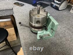 Bison 5824-4 Indexing Rotary Base With Bison 3275 5 3 Jaw Lathe Chuck Horiz/Vert